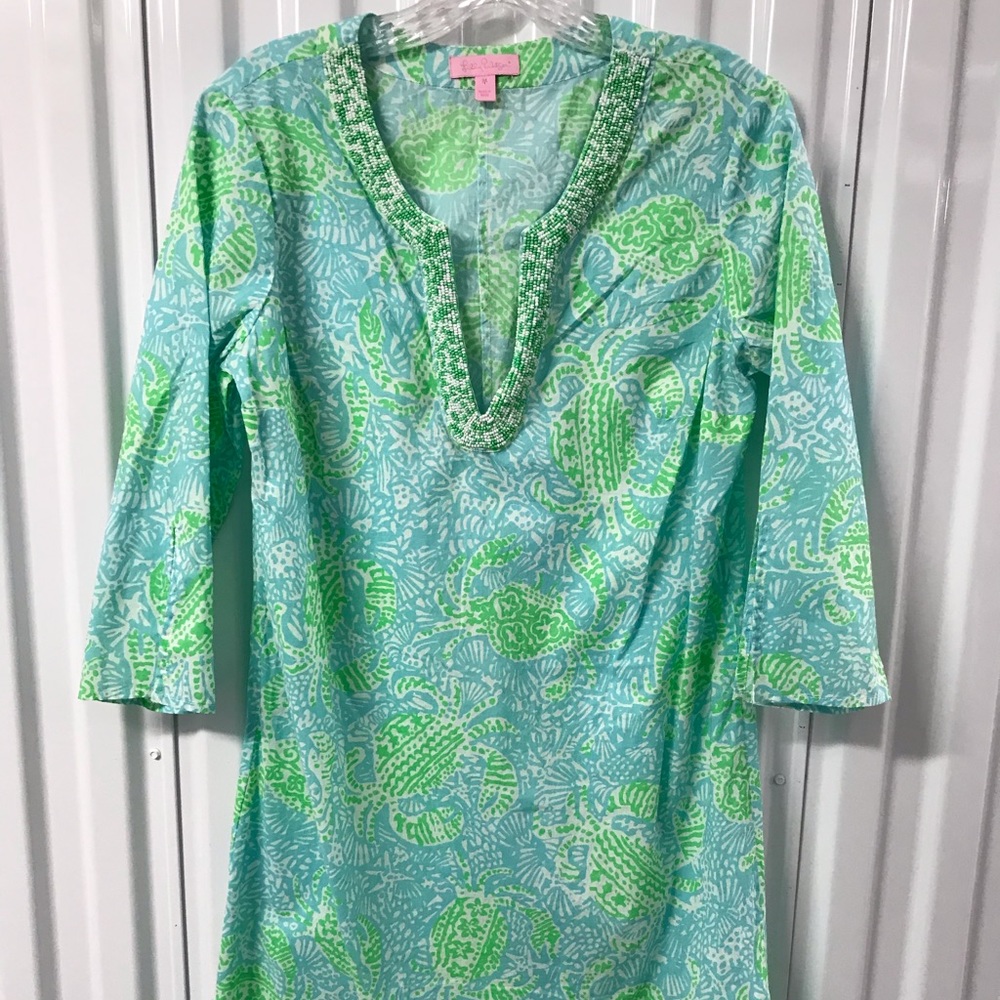 Lilly Pulitzer  Blue and Green Tunic Dress Medium